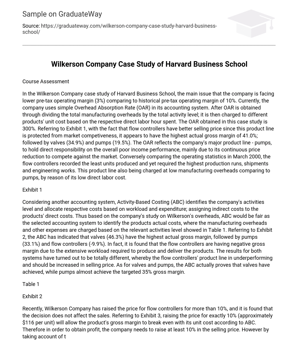 Wilkerson Company Case Study of Harvard Business School