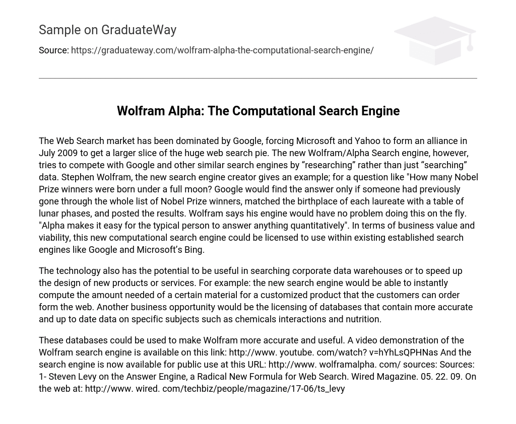 Wolfram Alpha: The Computational Search Engine