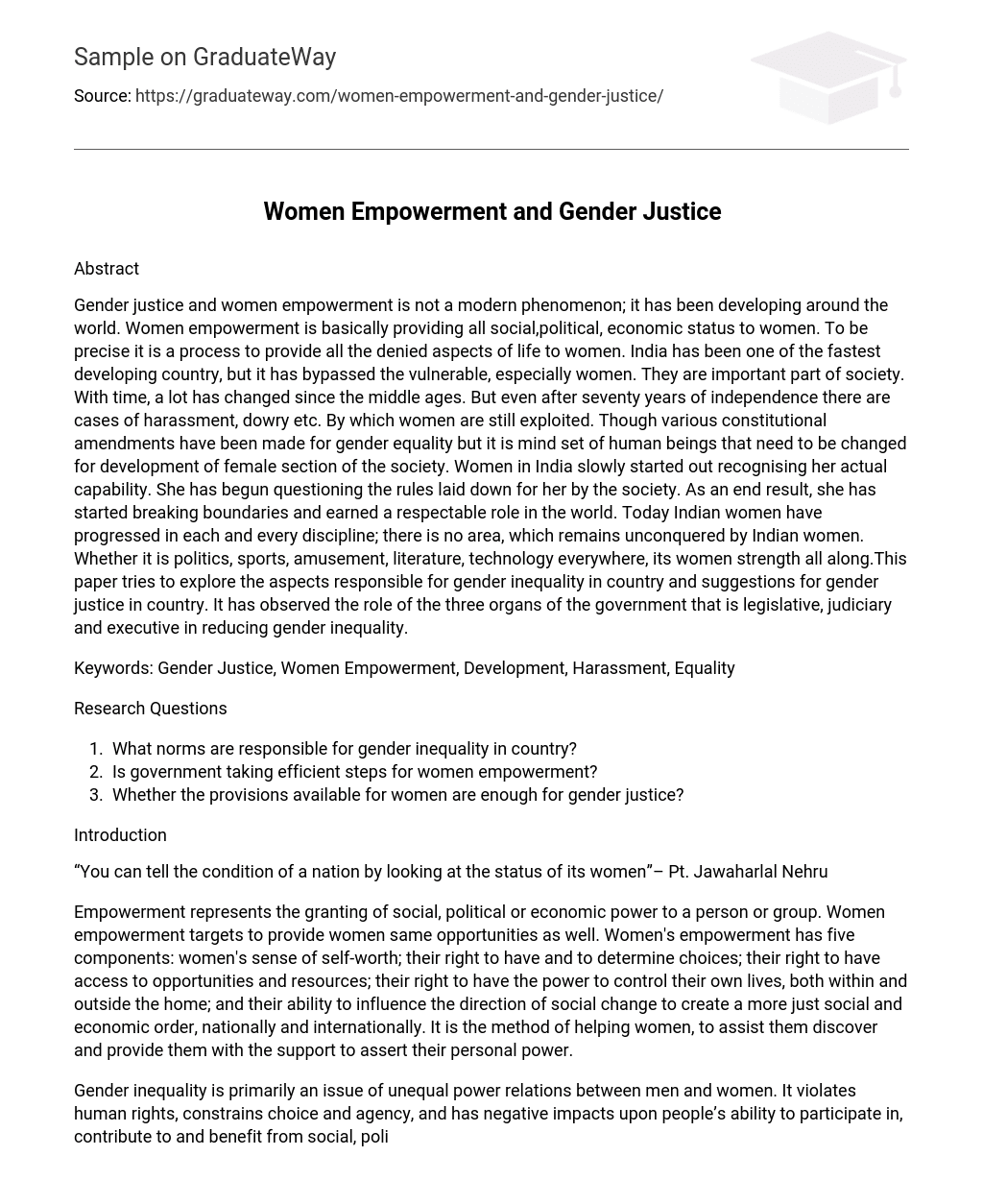 essay on gender justice