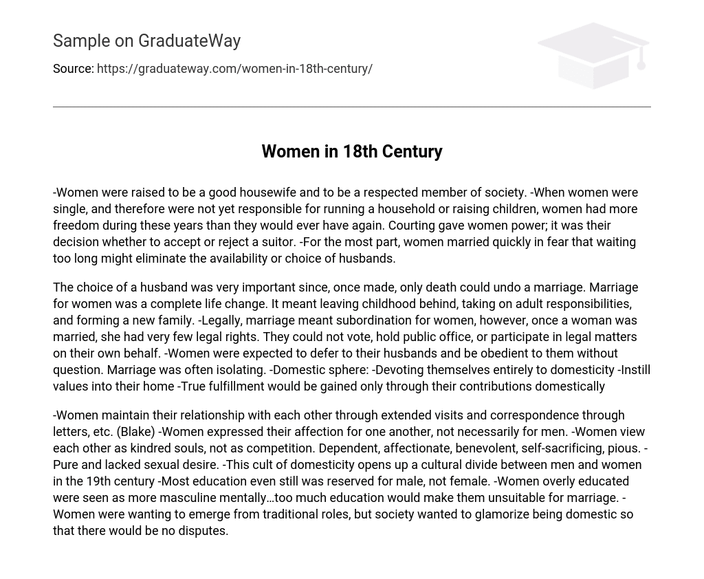 Women in 18th Century