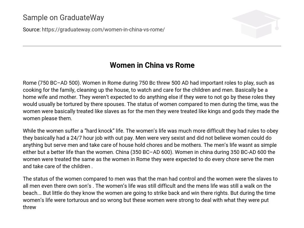 Women in China vs Rome