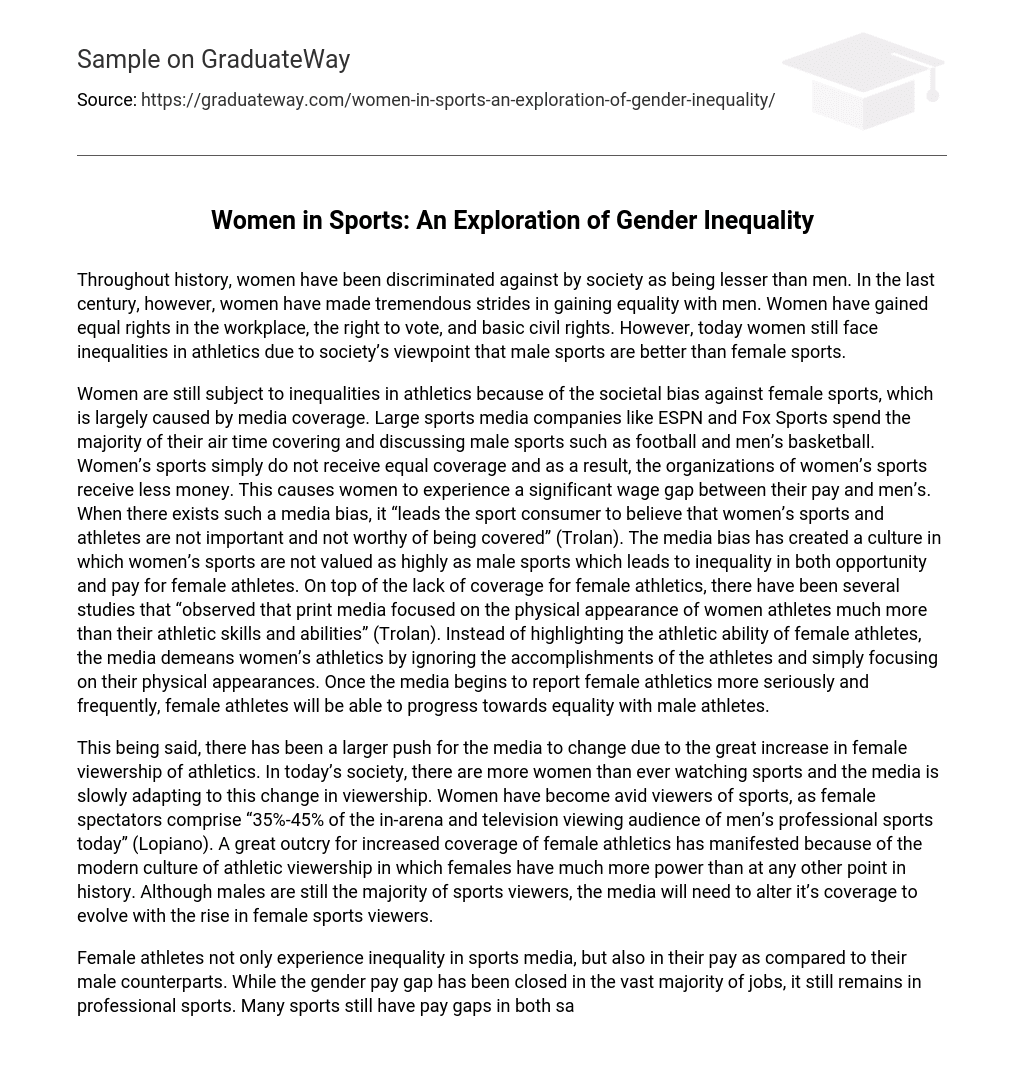 gender inequality in basketball essay