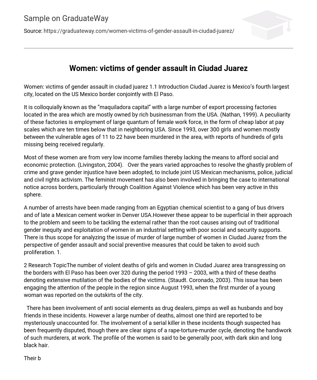 Women: victims of gender assault in Ciudad Juarez