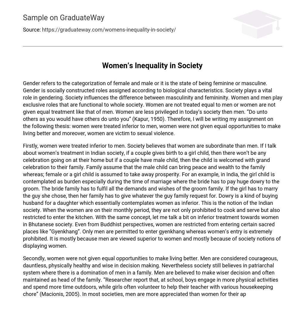 Women’s Inequality in Society