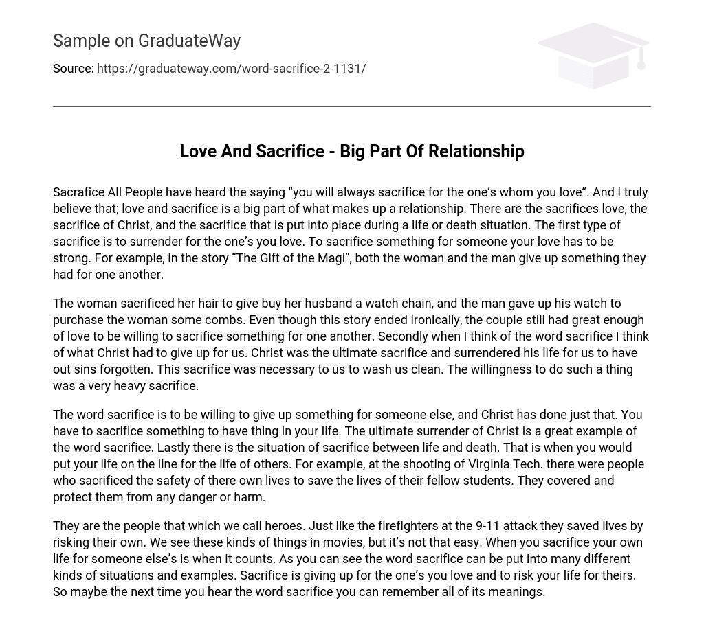 Love And Sacrifice – Big Part Of Relationship