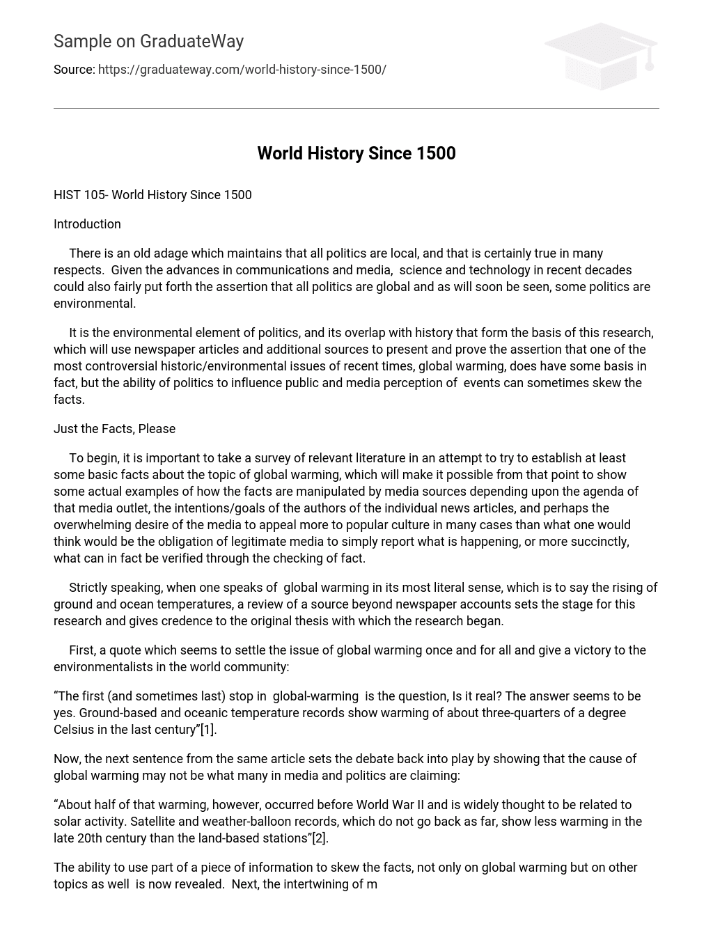 World History Since 1500