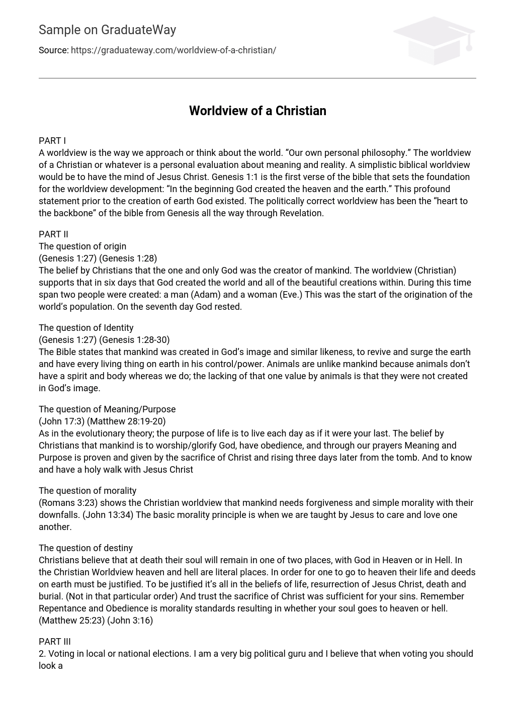 Worldview of a Christian