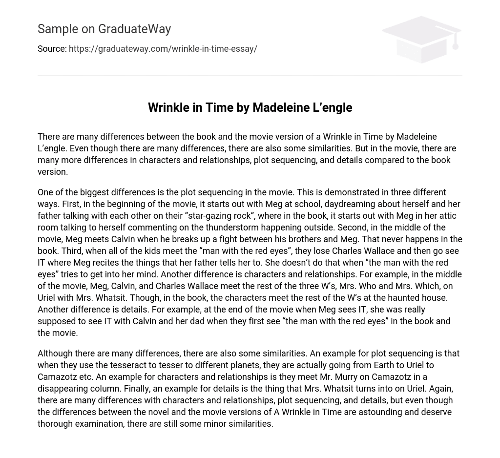 Wrinkle in Time by Madeleine L’engle