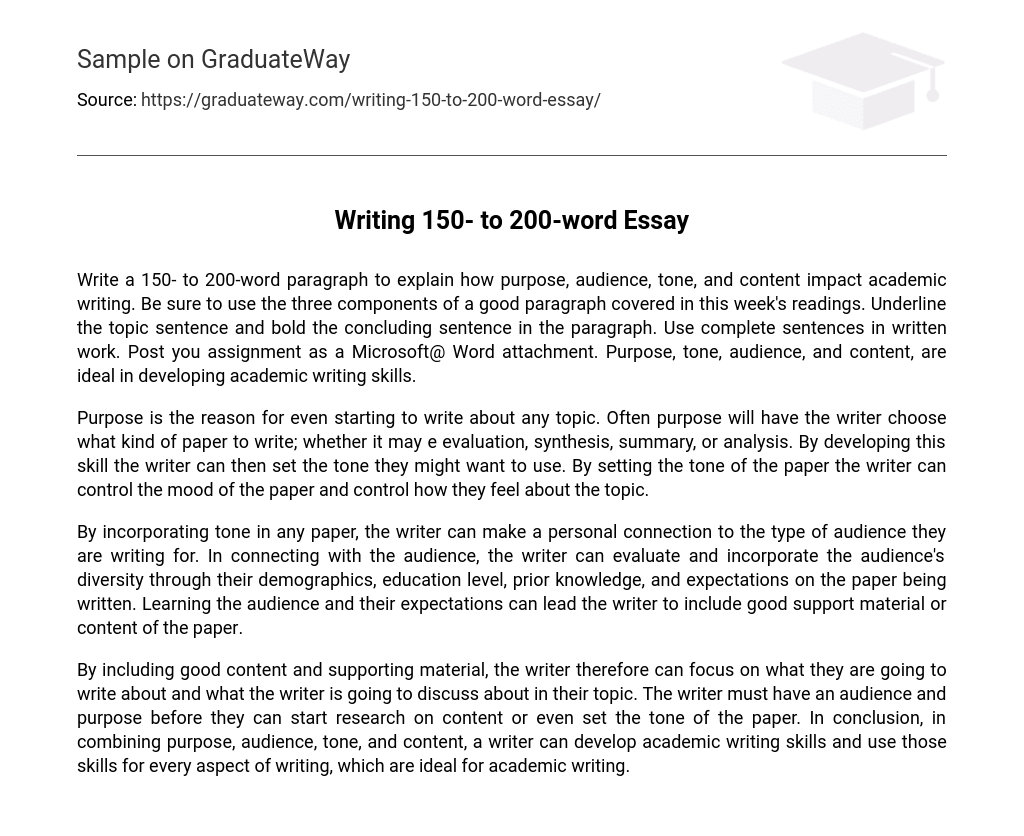 Essay On Duties Of A Student 150 Words Writing 150- to 200-word Essay Essay Example | GraduateWay
