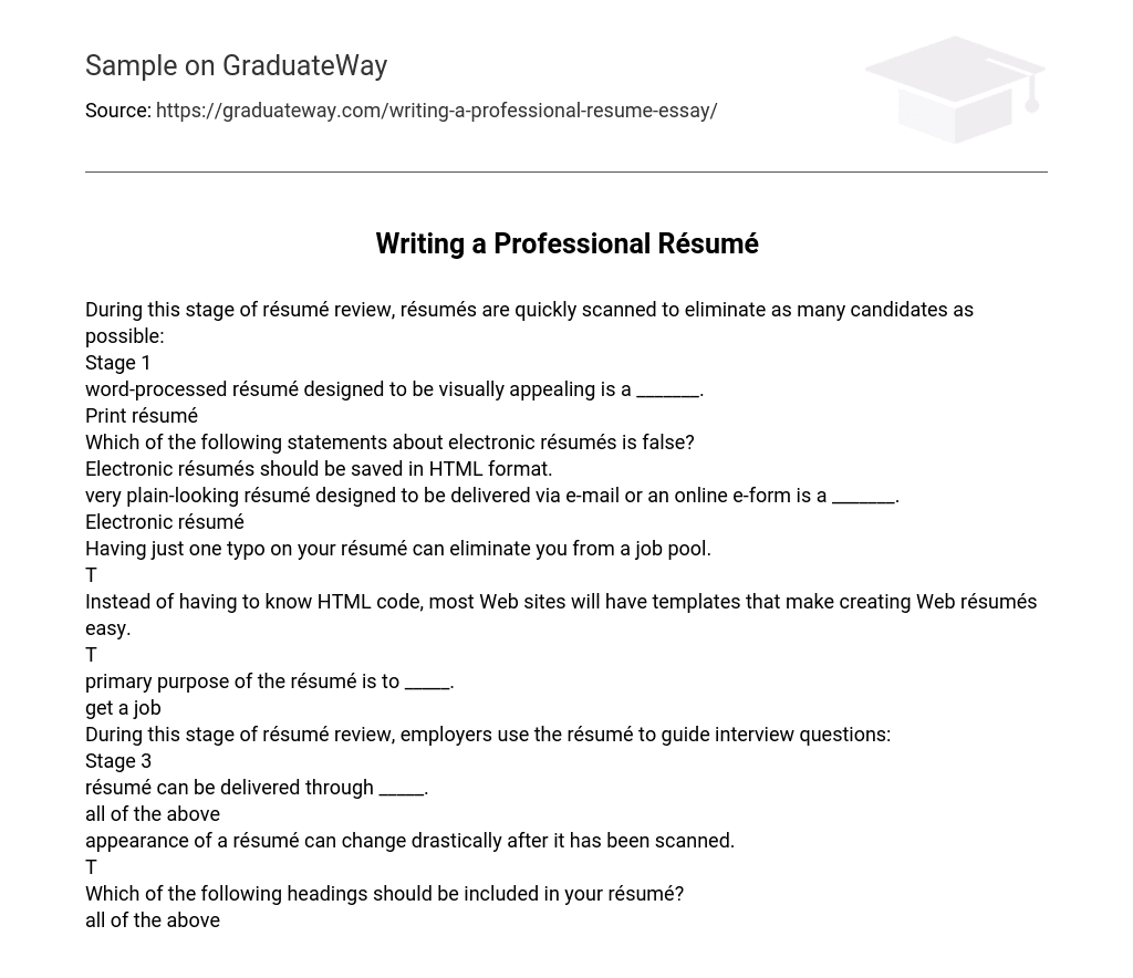 Writing a Professional Résumé