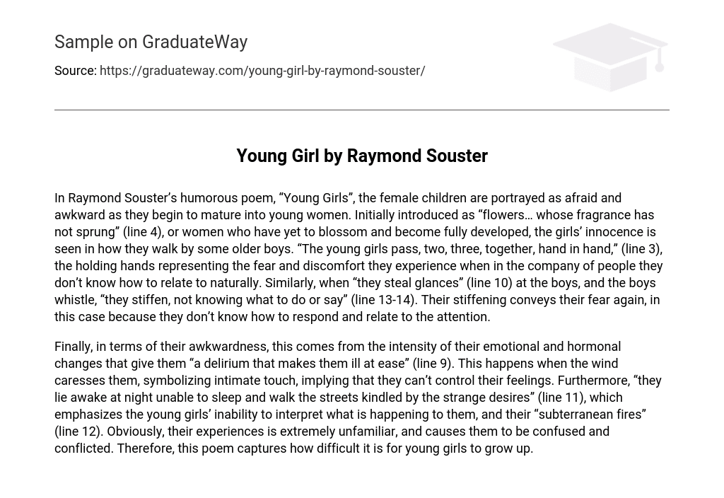 Young Girl by Raymond Souster Short Summary