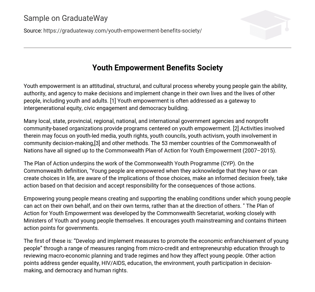 Youth Empowerment Benefits Society Research Paper