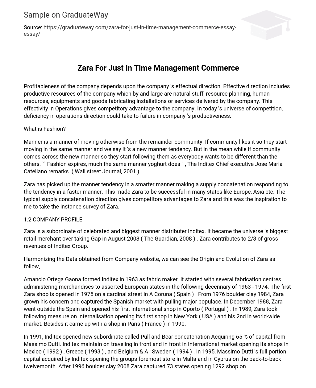 Zara For Just In Time Management Commerce
