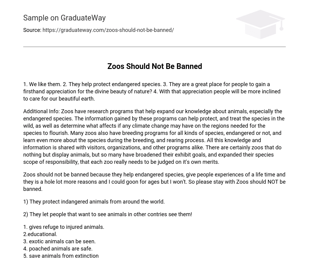 zoos should not be banned essay