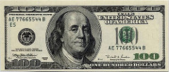 Face on $100 One hundred dollar bill: