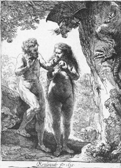 This seventeenth-century Dutch artist was a master of etching and used it to depict Adam and Eve as well as other religious subjects.