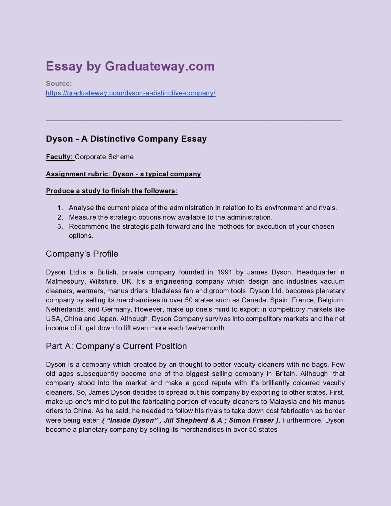 Dyson internationalisation strategy image