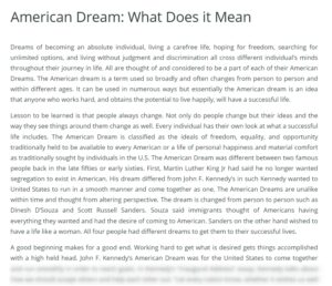 american dream essay topics
