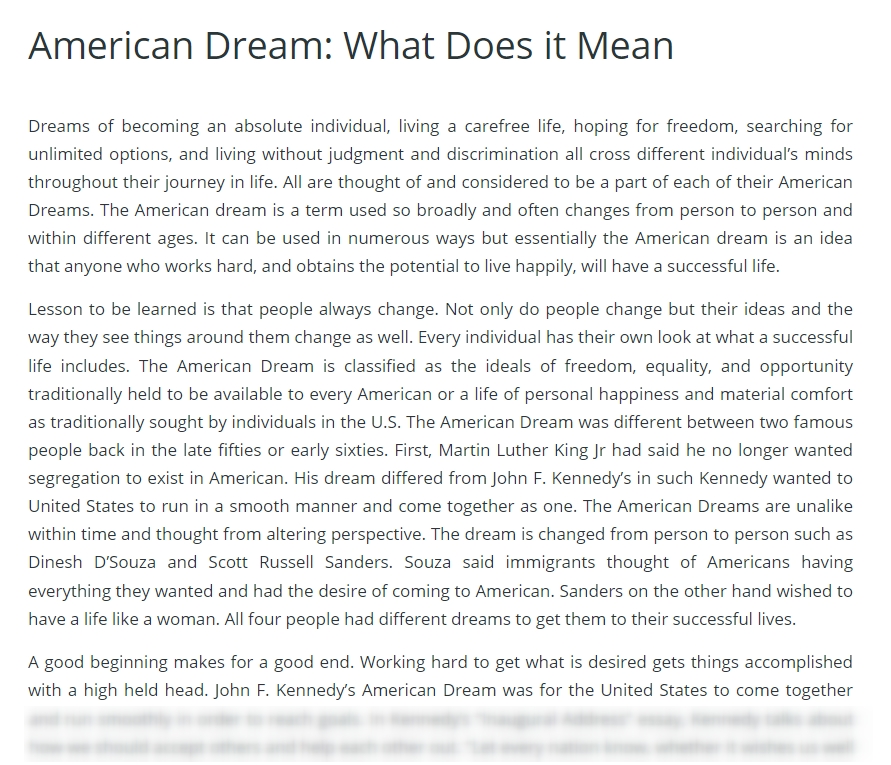 american dream research paper topics