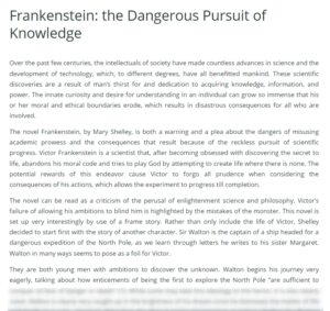 frankenstein essay topic ideas