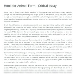 Hook for animal farm Example GraduateWay