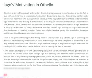 essay topics on othello