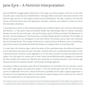 Jane Eyre - A Feminist Interpretation Example at GraduateWay