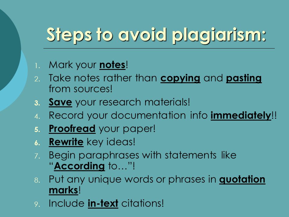 Plagiarism avoid